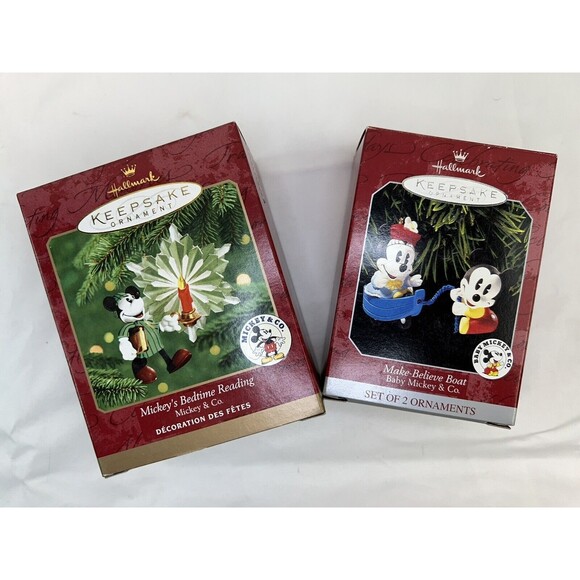 Lot Of 2 Vtg Hallmark‎ 1998-20000 Keepsake Ornament DISNEY MICKEY & Minnie Mouse - Picture 1 of 5